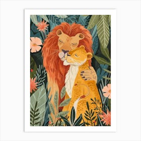 African Lion Rituals Illustration 2 Art Print