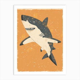 Friendly Shark Orange Background Art Print