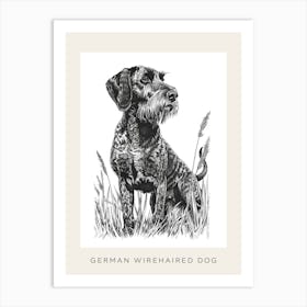 German Wirehaired Dog Line Sketch 1 Poster Art Print