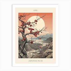 Ume Japanese Plum 1 Japanese Botanical Illustration Poster Art Print