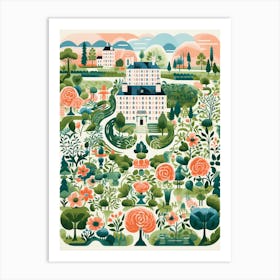 Chateau De Villandry Gardens France Modern Illustration 4 Art Print