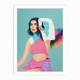 Dua Lipa Colourful Illustration Art Print