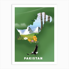 Pakistan Travel map Art Print