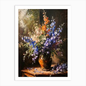 Baroque Floral Still Life Larkspur 1 Art Print