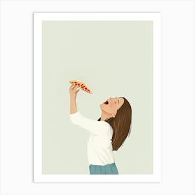 Woman Eating Pizza Art Print