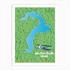 Lake Pierce Idaho Map Art Print