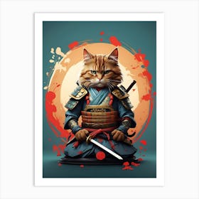 Samurai Cat 3 Art Print