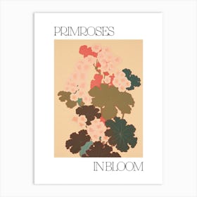 Primroses In Bloom Flowers Bold Illustration 4 Art Print
