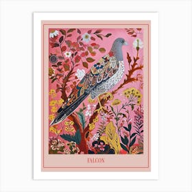 Floral Animal Painting Falcon Poster Art Print