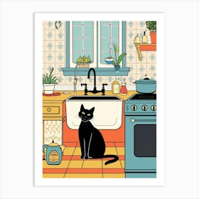 Cat In The Kitchen 1 Art Print