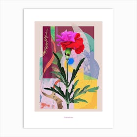 Carnation6 Neon Flower Collage Poster Art Print