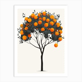 Orange Tree Pixel Illustration 4 Art Print