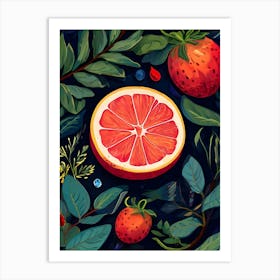 Grapefruit And Berries Art Print