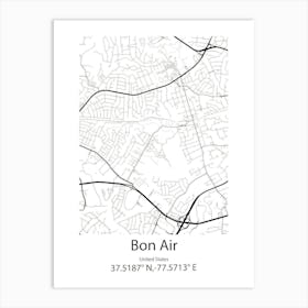 Bon Air,United States Minimalist Map 1 Art Print