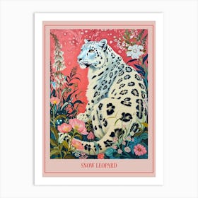 Floral Animal Painting Snow Leopard 3 Poster Art Print