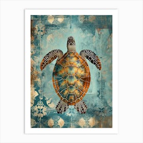 Wallpaper Textured Sea Turtle 3 Art Print