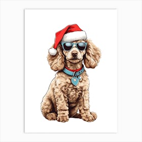 Christmas Poodle Dog Art Print