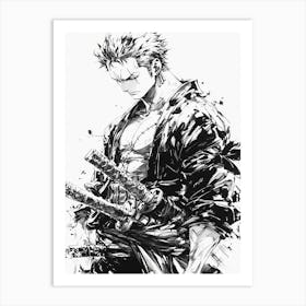 Zoro Black And White Art Print