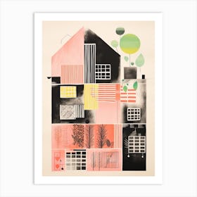 A House In Reykjavik, Abstract Risograph Style 4 Art Print