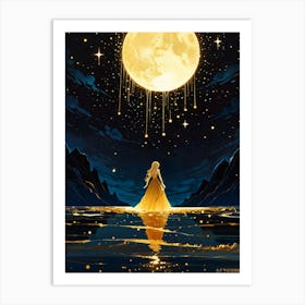 Moon And The Girl Art Print