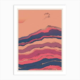 Abstract Sunset Landscape Inspired By Minimalist Japanese Ukiyo E Painting Style 8 Art Print
