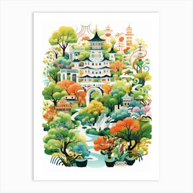 Osaka Castle Park Japan Modern Illustration 2 Art Print