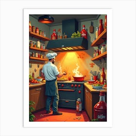 Chef In The Kitchen Art Print