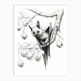 Botanical Illustration Fruit Bat 1 Art Print