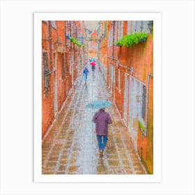 Rainy Street Scene Venice Art Print