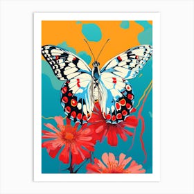 Pop Art Marbled White Butterfly 3 Art Print