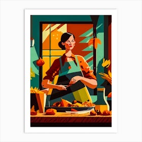 Woman Cooking In The Kitchen Art Print