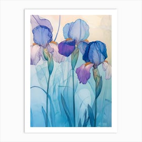 Pastel Blue Irises Art Print