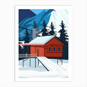 Winter Cabin In The Mountains Art Print