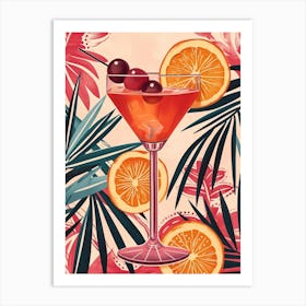 Art Deco Tropical Background Cocktail 2 Art Print