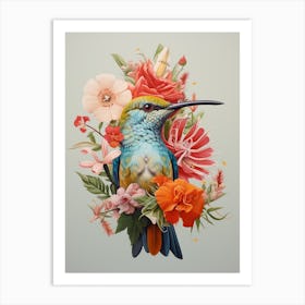 Bird With A Flower Crown Hummingbird 3 Art Print