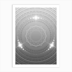 Geometric Glyph in White and Silver with Sparkle Array n.0247 Art Print