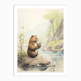 Storybook Animal Watercolour Beaver 2 Art Print