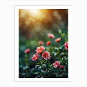 Pink Flowers In The Garden 1 Art Print