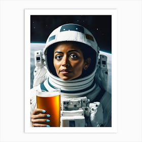 Space Explorer with a Glass of Beer. Art Print