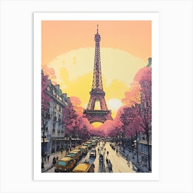 Paris In Risograph Style 1 Art Print