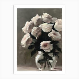 White Roses In A Vase 3 Art Print