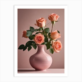 A Vase Of Pink Roses 26 Art Print