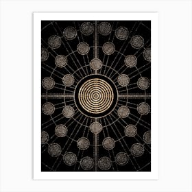 Geometric Glyph Radial Array in Glitter Gold on Black n.0448 Art Print