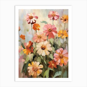 Fall Flower Painting Zinnia 2 Art Print