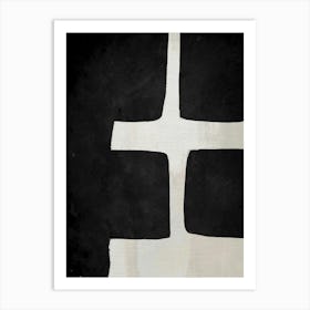 Black and Beige Abstract Minimalist Japandi Scandi Artwork Art Print