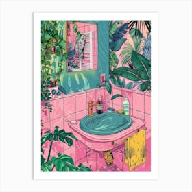 Tropical Bathroom Art Print