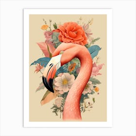 Bird With A Flower Crown Greater Flamingo 1 Art Print
