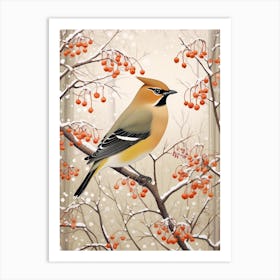 Winter Bird Painting Cedar Waxwing 2 Art Print