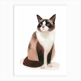 Snowshoe Cat Clipart Illustration 3 Art Print