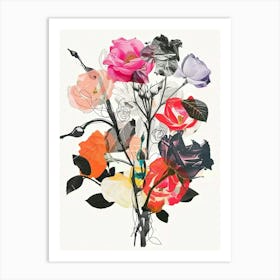 Rose 6 Collage Flower Bouquet Art Print